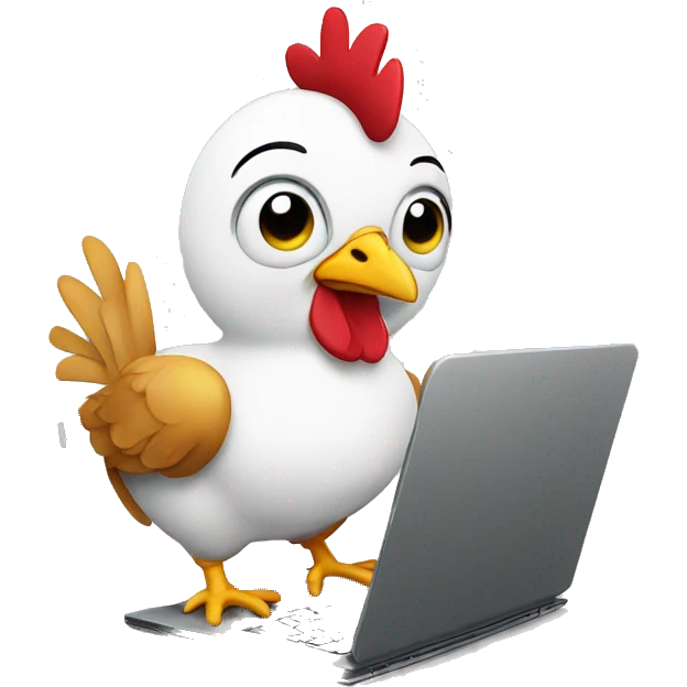 cute programmer chicken with a laptop emoji