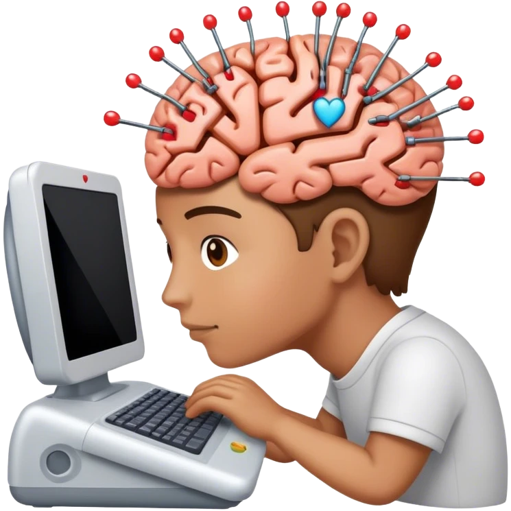 programming brain computer with love  emoji