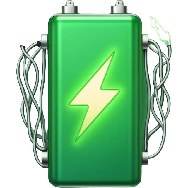 bateria carada al 100% para un video de tecnologia  con linea verdes emoji