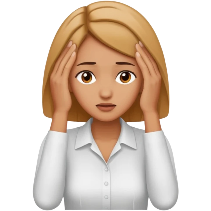 an emoji in which a woman sighs and holds her forehead with her hands emoji
