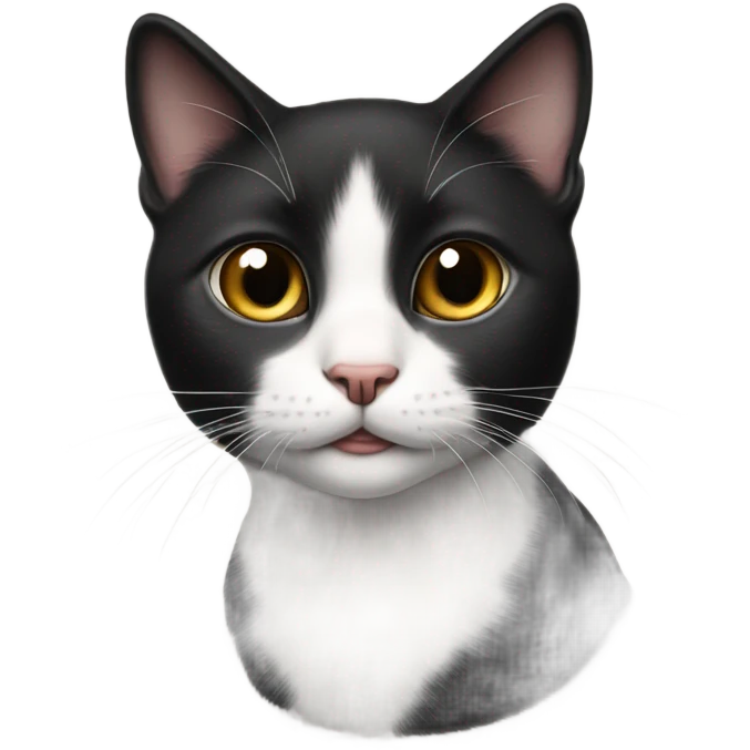 Black females kitty with small white patch on the front of her neck  emoji