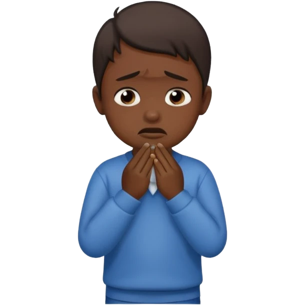 Dark Skin child boy crying full body emoji