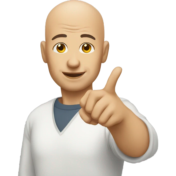 bald man pointing emoji