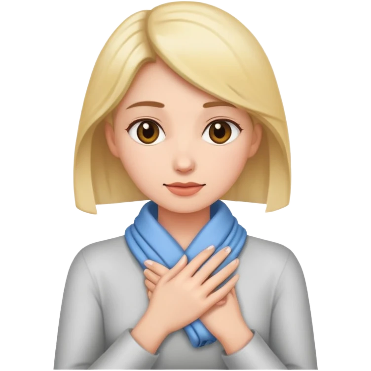 woman wrapping hands around her neck  emoji