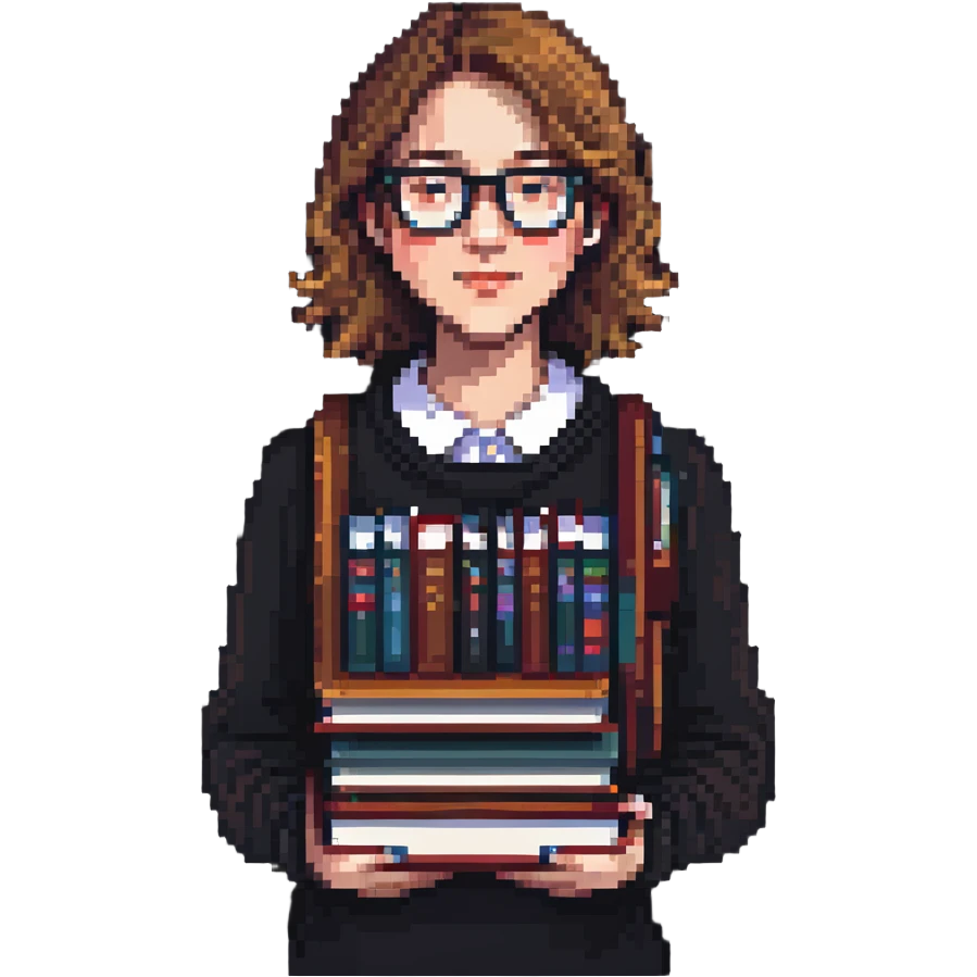 nerdy librarian with glasses and books emoji