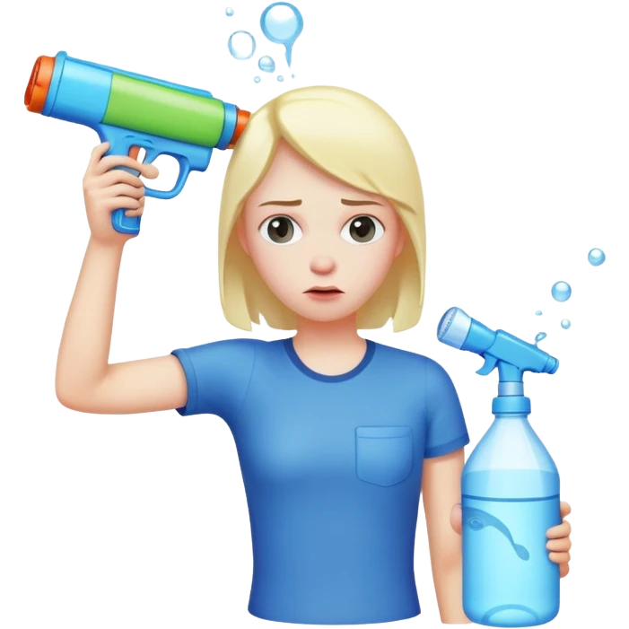 sad face with water gun to head emoji