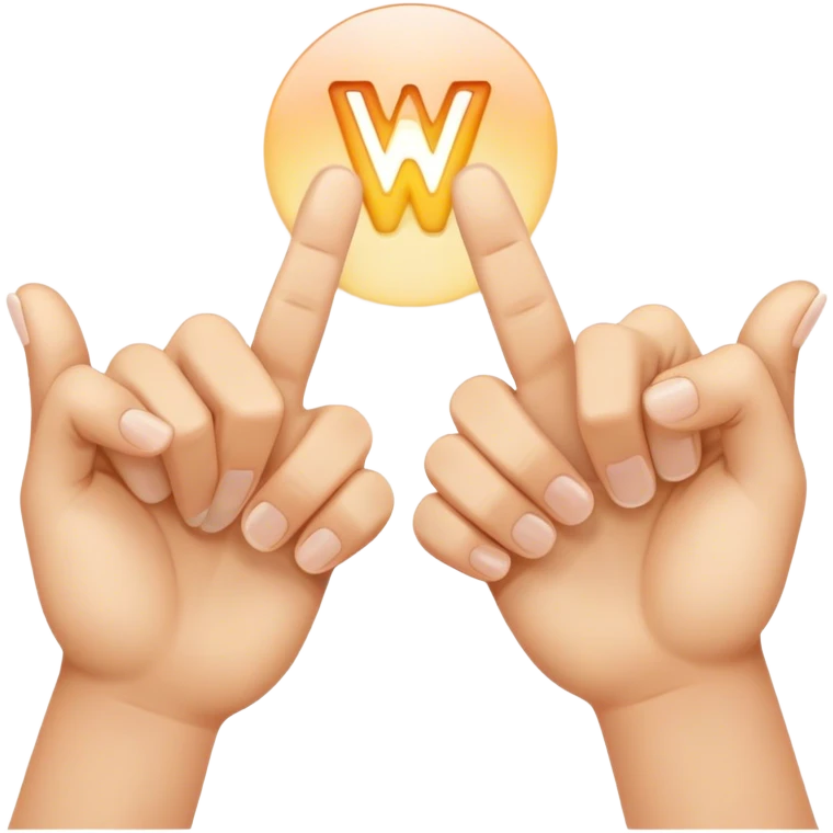 two hands with index fingertips touching, thumbs straight to form a W emoji
