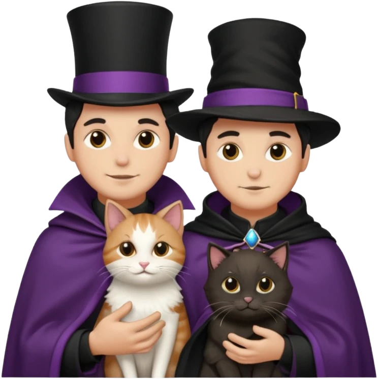 magician couple and their pet cat emoji