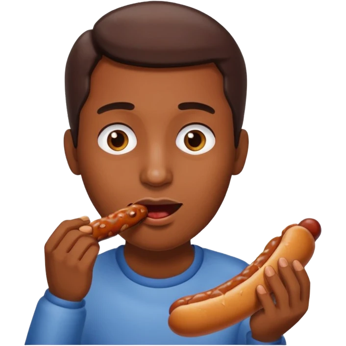 Face eating a sausage emoji