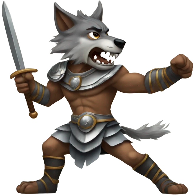 Wolf fighting gladiator emoji