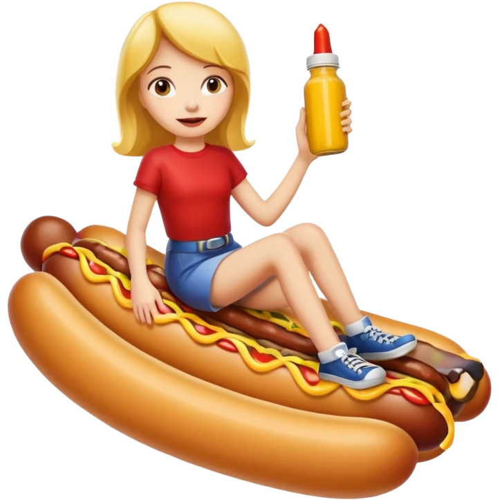 Girl riding a hotdog emoji