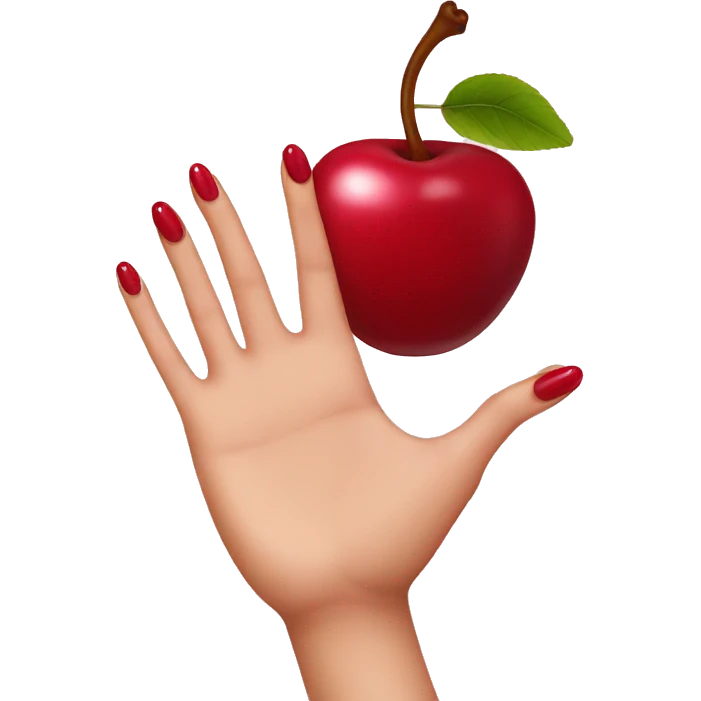 hand with long nails holding cherries emoji