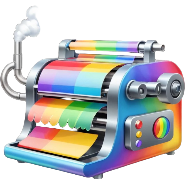 Rainbow creating  machine  with smoke coming out  emoji
