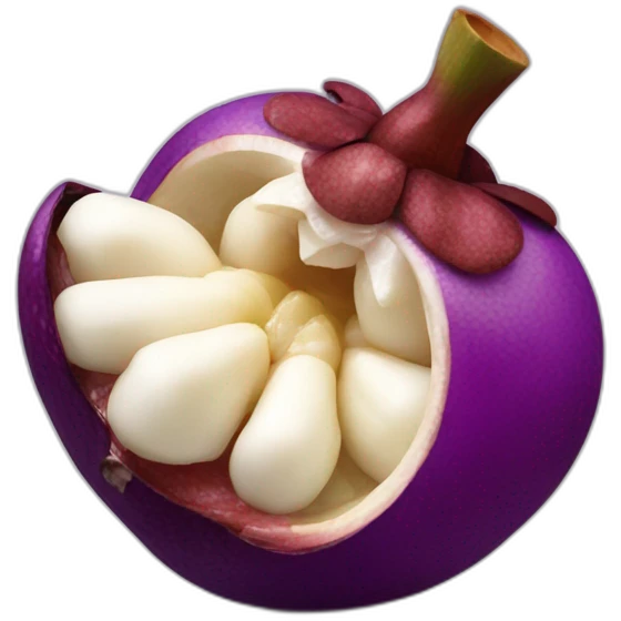 Peeled mangosteen with purple skin emoji