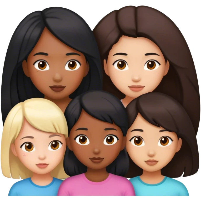 5 girls, one black girl, four Asian girls  emoji