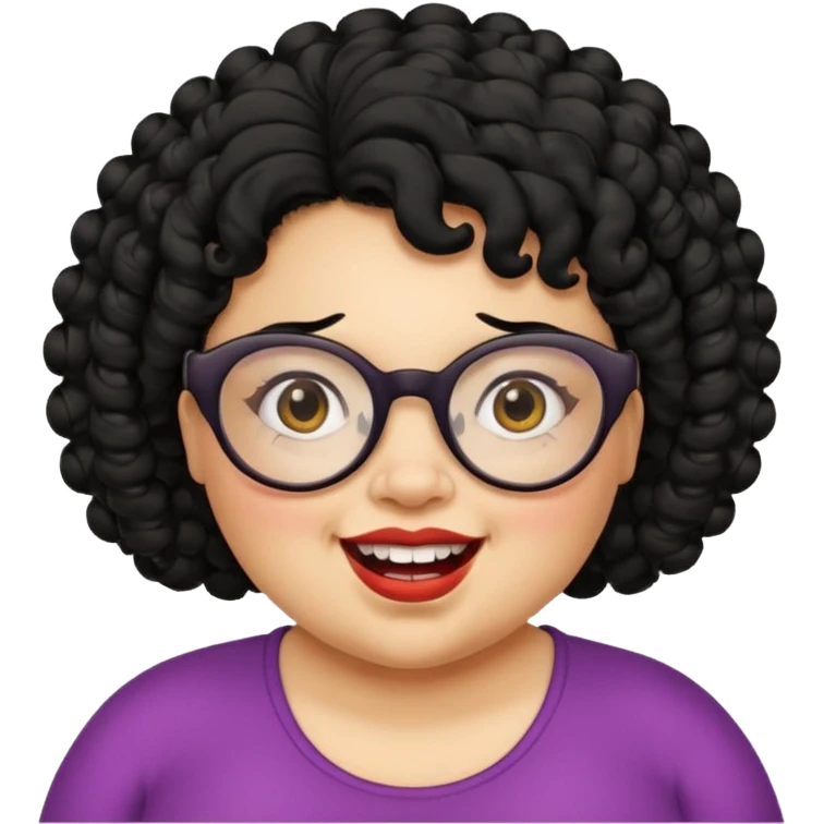 short fat lady with glasses ,crooked teeth and crazy curly black hair emoji