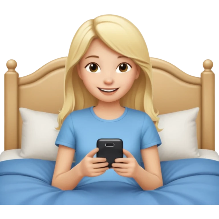 girl texting on bed emoji