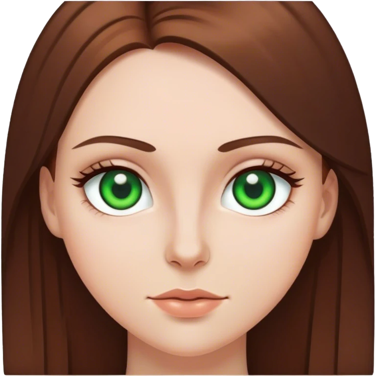 White girl green eyes straight brown hair emoji