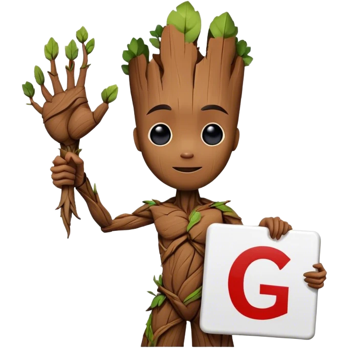 Groot Holding a sign with *G Sign India* emoji