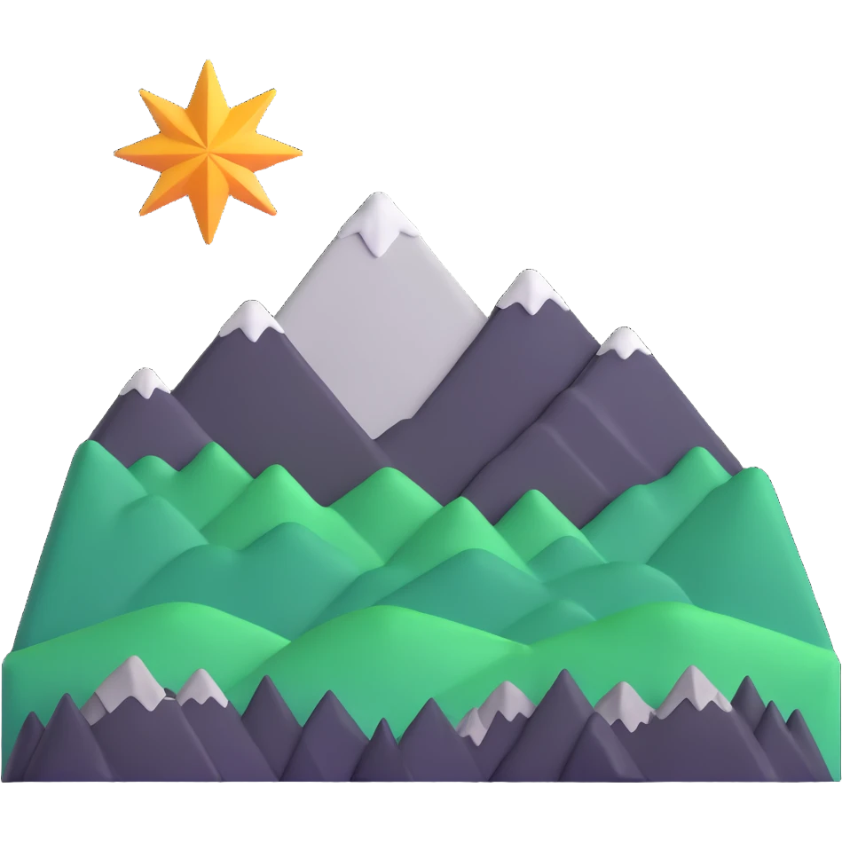 eight-pointed star with wide points and mountain silhouette in middle emoji