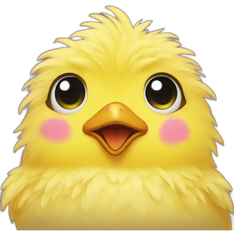 yellow fluffy chick in love with heart-shaped eyes emoji