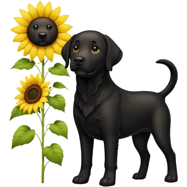  Black Labrador retriever and sunflower  emoji