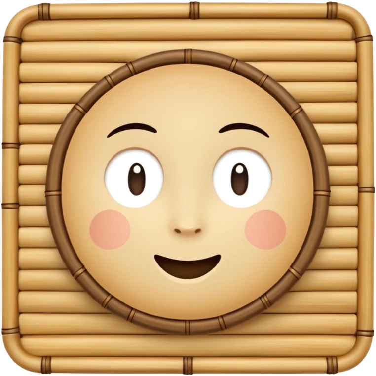 A 3D cartoon flat woven mat made of straw or bamboo strips, top-down view, soft shadow, Memoji-style. emoji
