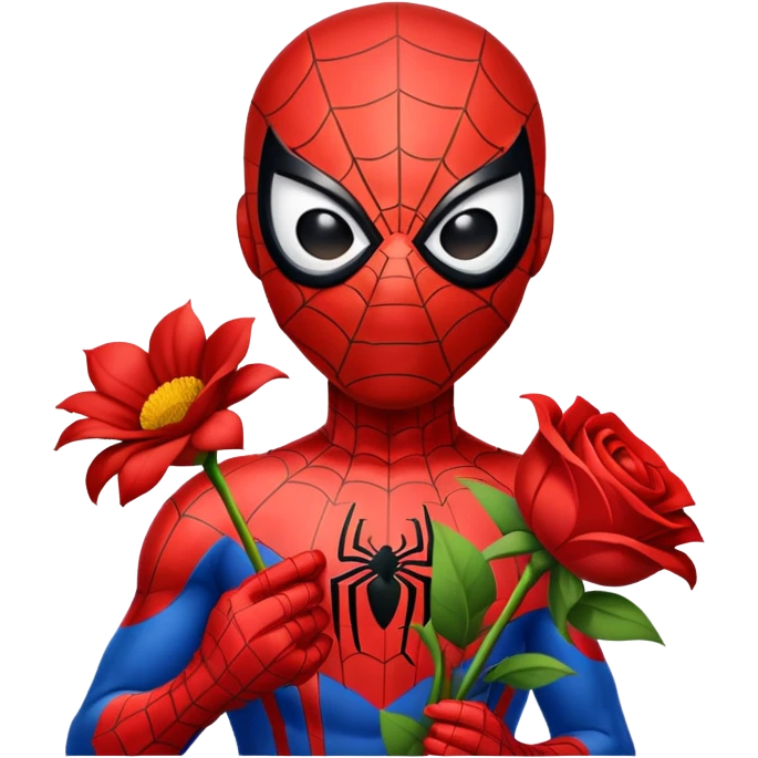 Spiderman giving flowers emoji