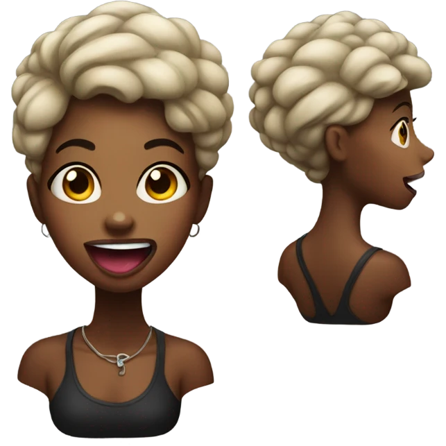 black girl with tongue out emoji