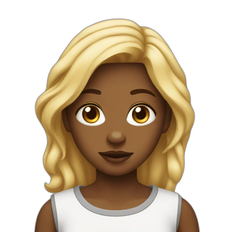 Fille métisse avec un chien  emoji