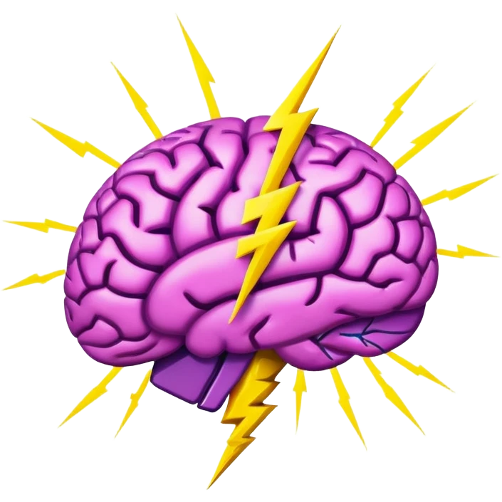 brain with a lightning bolt, bold colors emoji