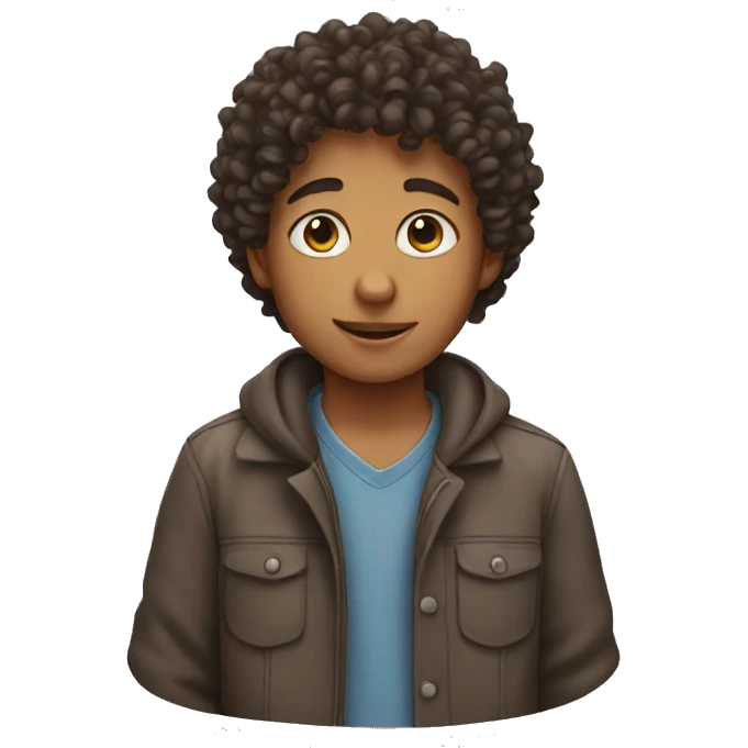 Boy with curly hair  emoji