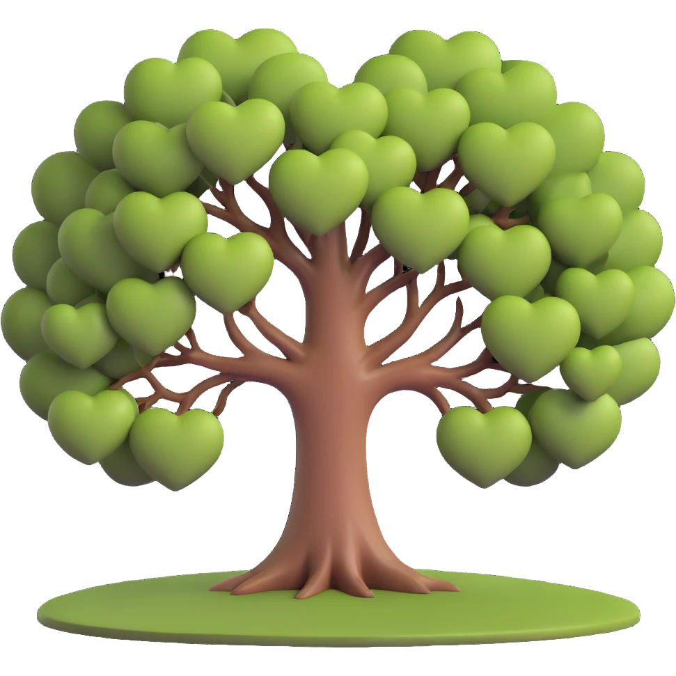 a very large tree with a canopy shaped like a heart emoji