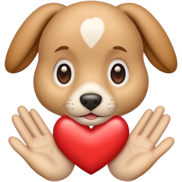 An emoji with puppy dog eyes and the heart hand emoji