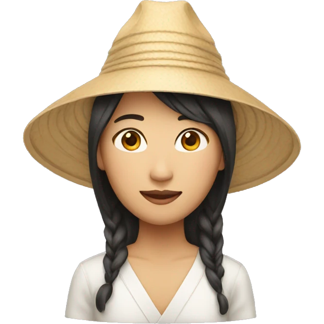 asian with asian hat emoji