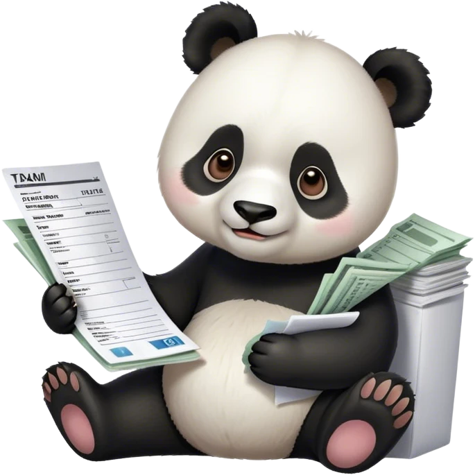 Giant panda preparing tax forms emoji