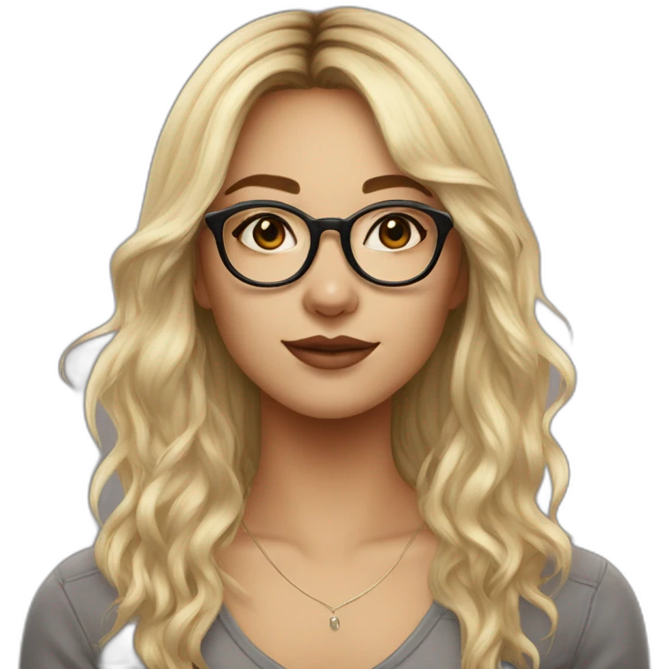 Young caucasian brunette woman with glasses and septum piercing with bangs and blonde dip dye emoji