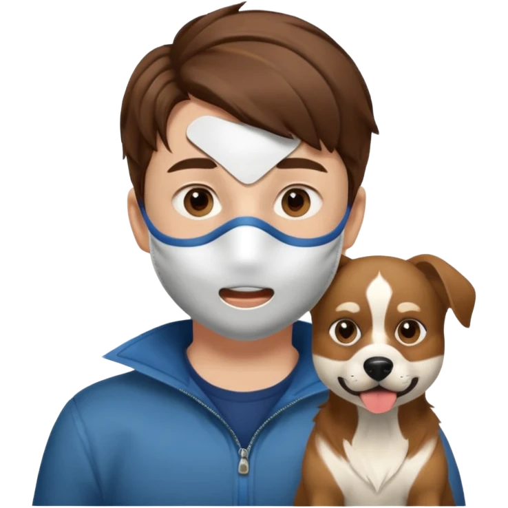 boy wearing dog mouth mask
 emoji