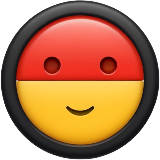 Rectangular shape with half black on the top half red on the bottom tiny yellow circle in the middle emoji
