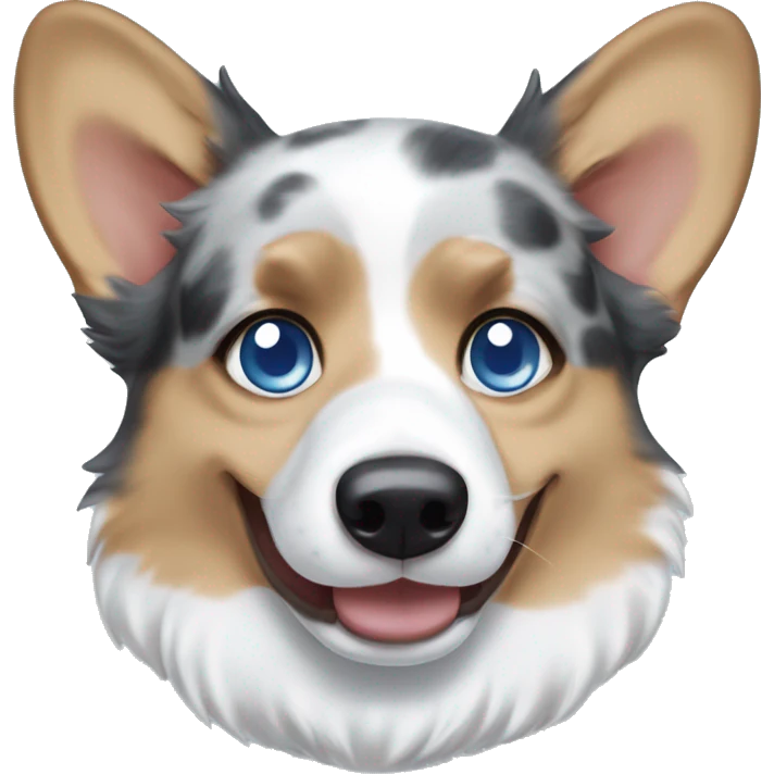 blue merle corgi with one blue eye and one brown eye  emoji