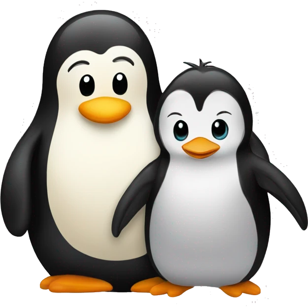 One bretzel and one pinguin hugging each other emoji
