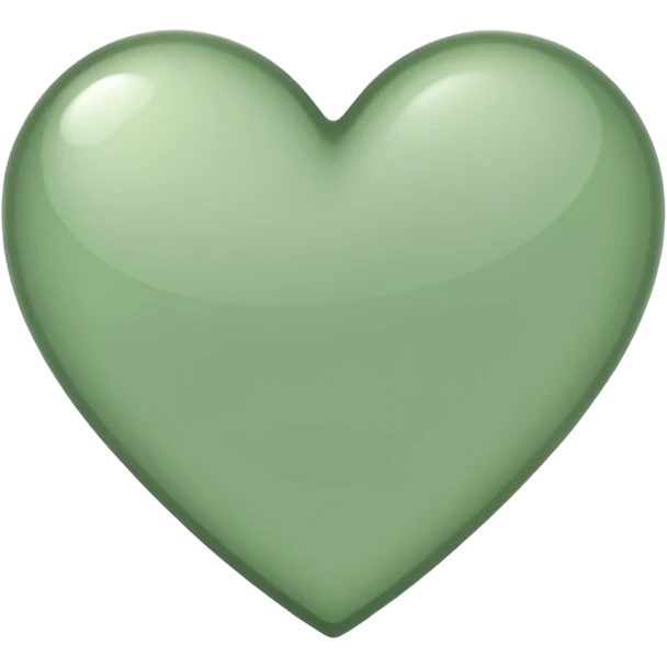 sage green heart with transparent bg without highlights, more thin and narrow, basically like this 🩷 shape emoji