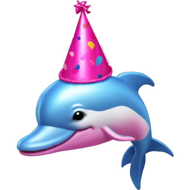 Pink dolphin with a party hat emoji