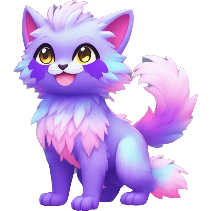 Anthro Fluffy Cool Cute Magical Elemental Shiny Colorful Neon Vibrant Colors Sparkle Kemono-style Chibi Fantasy-Animal-Fakémon-Pokémon-Hybrid Fur Sona Aesthetic Full Body emoji