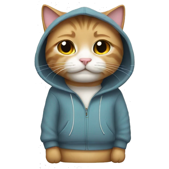 Cat wearing a hoodie and AirPods Max  emoji