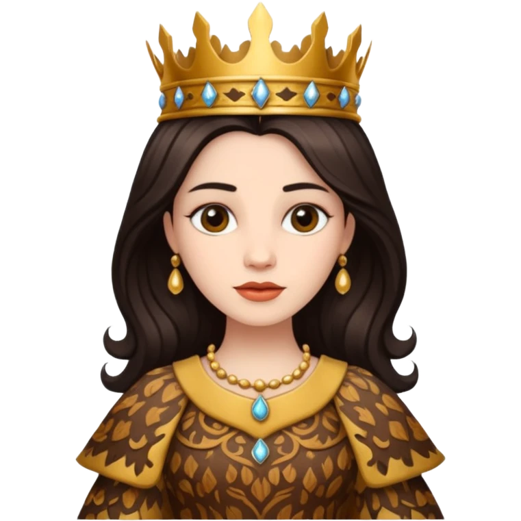 Queen wearing a bark-patterned dress emoji