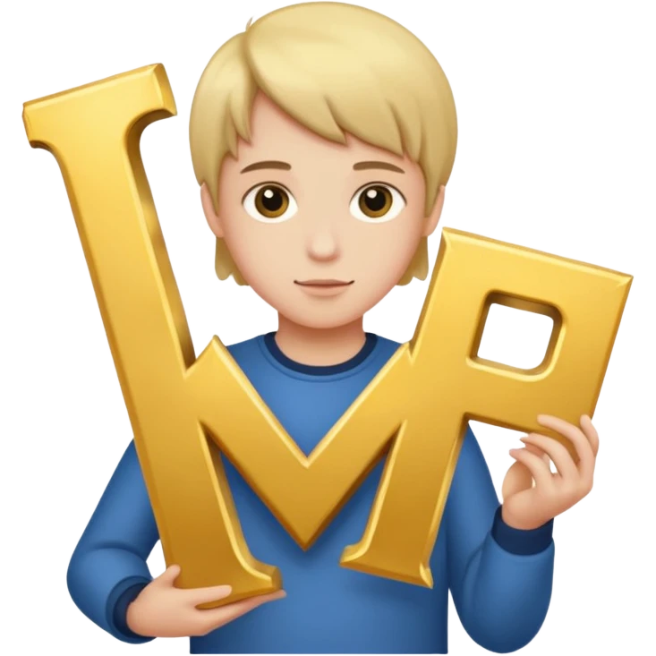 Create two letters, N and Y, in the shape of sisters. Create an image of a boy holding the letter N and a girl holding the letter M  emoji