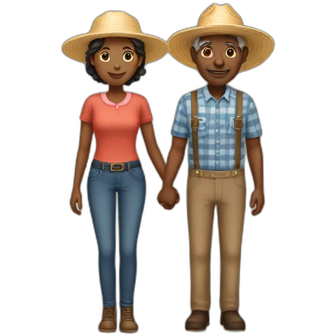 young female and old black farmer holding hands emoji
