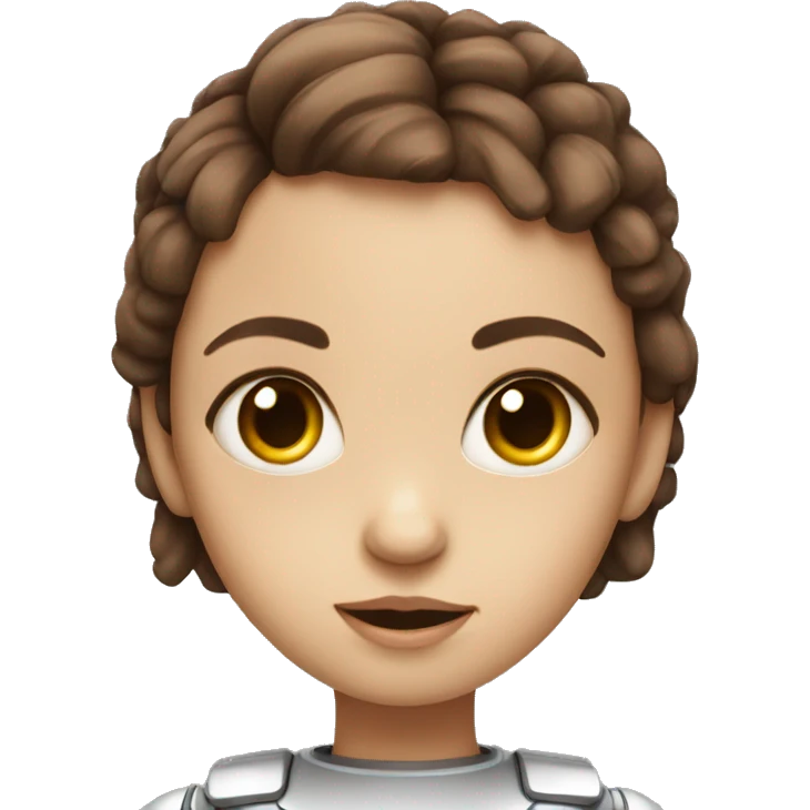 cute robot girl with brown hair and big eyes emoji