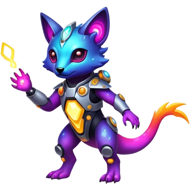 Epic Edgy Cute Colorful Nebula Modern Vernid-Protogen-creature-animal, full body emoji